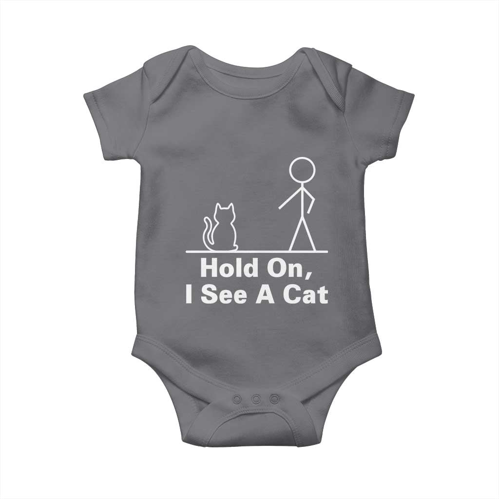 Hold On I See A Cat Baby Onesie Funny Cat Person Stick Figure Graphic - Wonder Print Shop