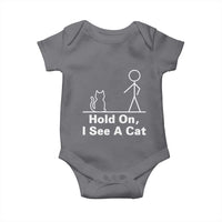 Hold On I See A Cat Baby Onesie Funny Cat Person Stick Figure Graphic - Wonder Print Shop