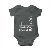 Hold On I See A Cat Baby Onesie Funny Cat Person Stick Figure Graphic - Wonder Print Shop