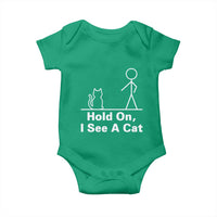 Hold On I See A Cat Baby Onesie Funny Cat Person Stick Figure Graphic - Wonder Print Shop
