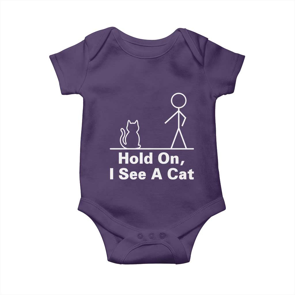Hold On I See A Cat Baby Onesie Funny Cat Person Stick Figure Graphic - Wonder Print Shop