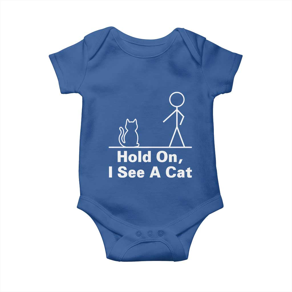Hold On I See A Cat Baby Onesie Funny Cat Person Stick Figure Graphic - Wonder Print Shop