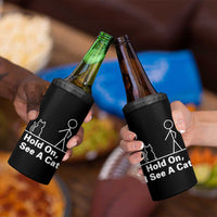 Hold On I See A Cat 4 in 1 Can Cooler Tumbler Funny Cat Person Stick Figure Graphic - Wonder Print Shop