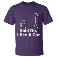 Hold On I See A Cat T Shirt Funny Cat Person Stick Figure Graphic - Wonder Print Shop