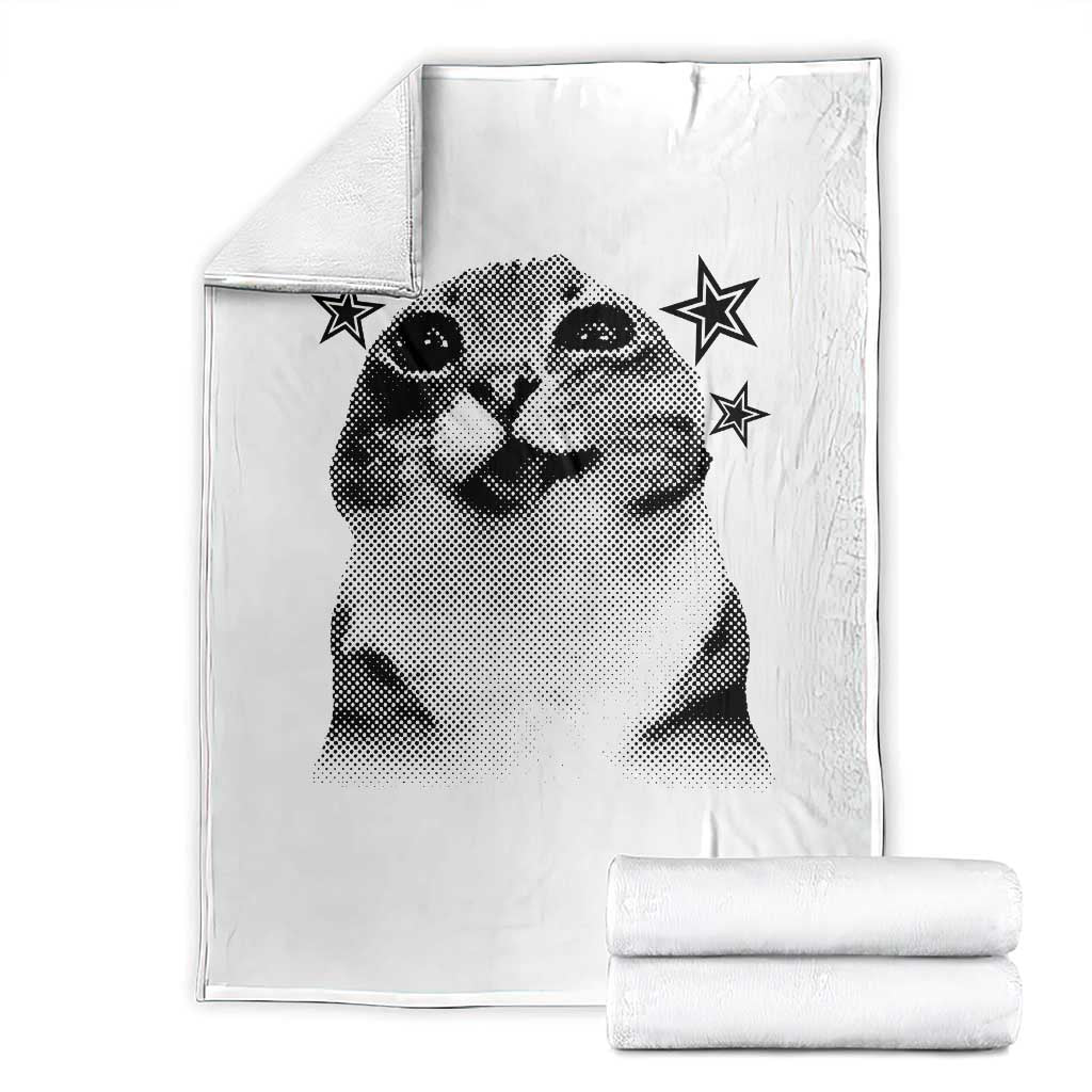 Funny Y2k Cat Meme Throw Blanket Vintage Retro Silly Cats Cats lover Gift - Wonder Print Shop