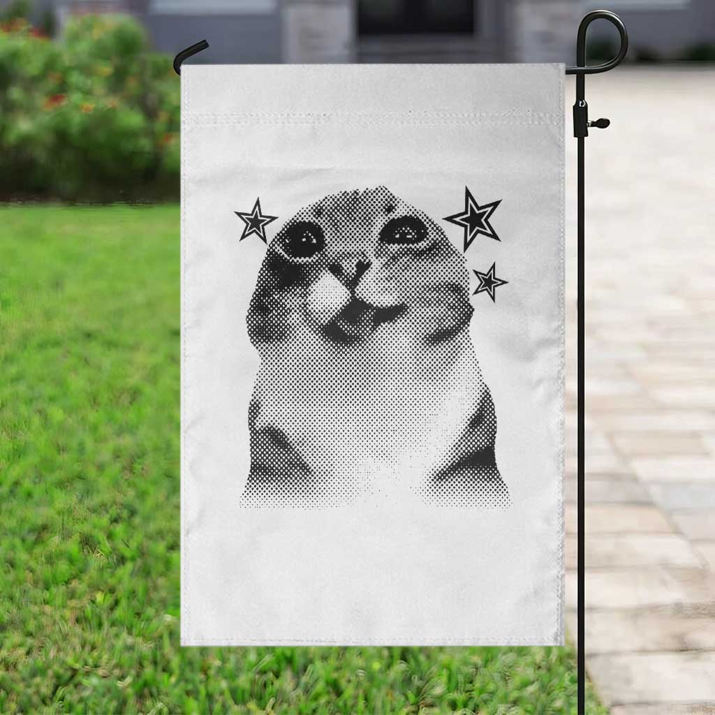 Funny Y2k Cat Meme Garden Flag Vintage Retro Silly Cats Cats lover Gift - Wonder Print Shop