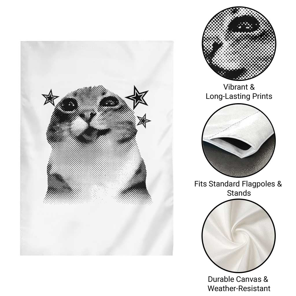 Funny Y2k Cat Meme Garden Flag Vintage Retro Silly Cats Cats lover Gift - Wonder Print Shop