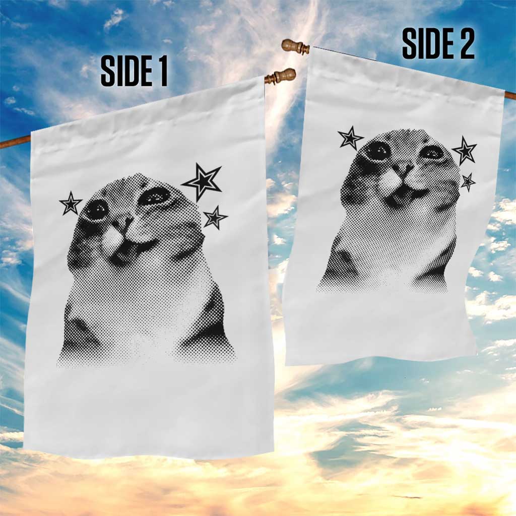 Funny Y2k Cat Meme Garden Flag Vintage Retro Silly Cats Cats lover Gift - Wonder Print Shop