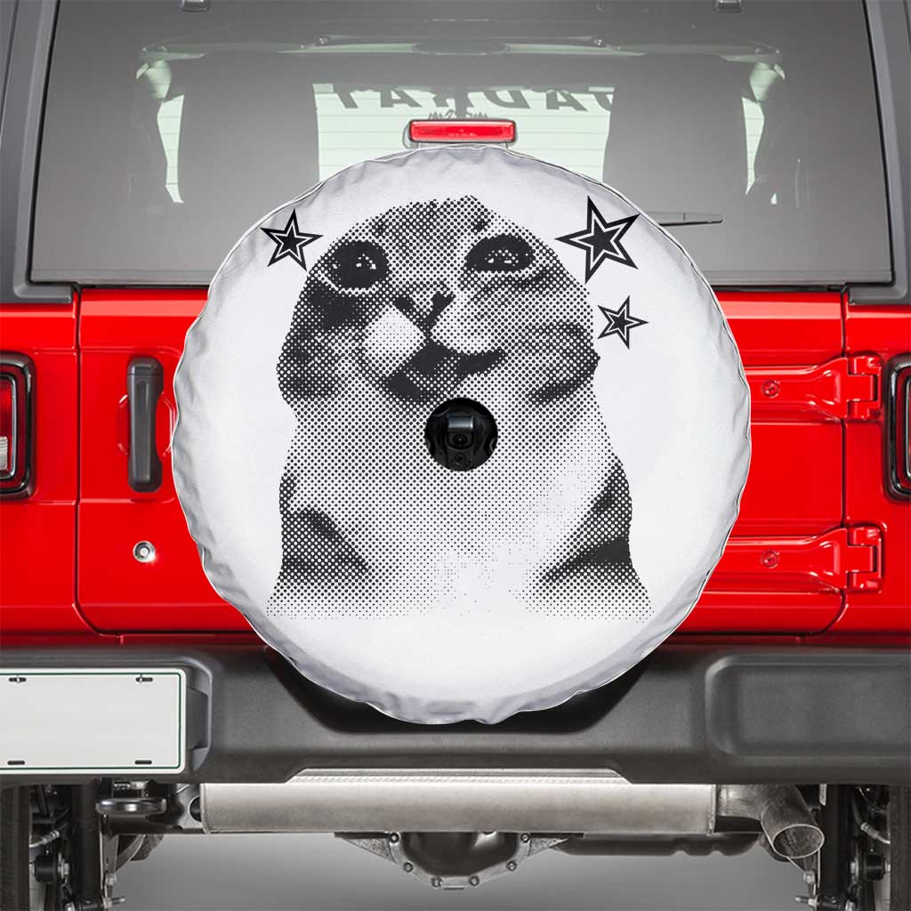 Funny Y2k Cat Meme Spare Tire Cover Vintage Retro Silly Cats Cats lover Gift - Wonder Print Shop