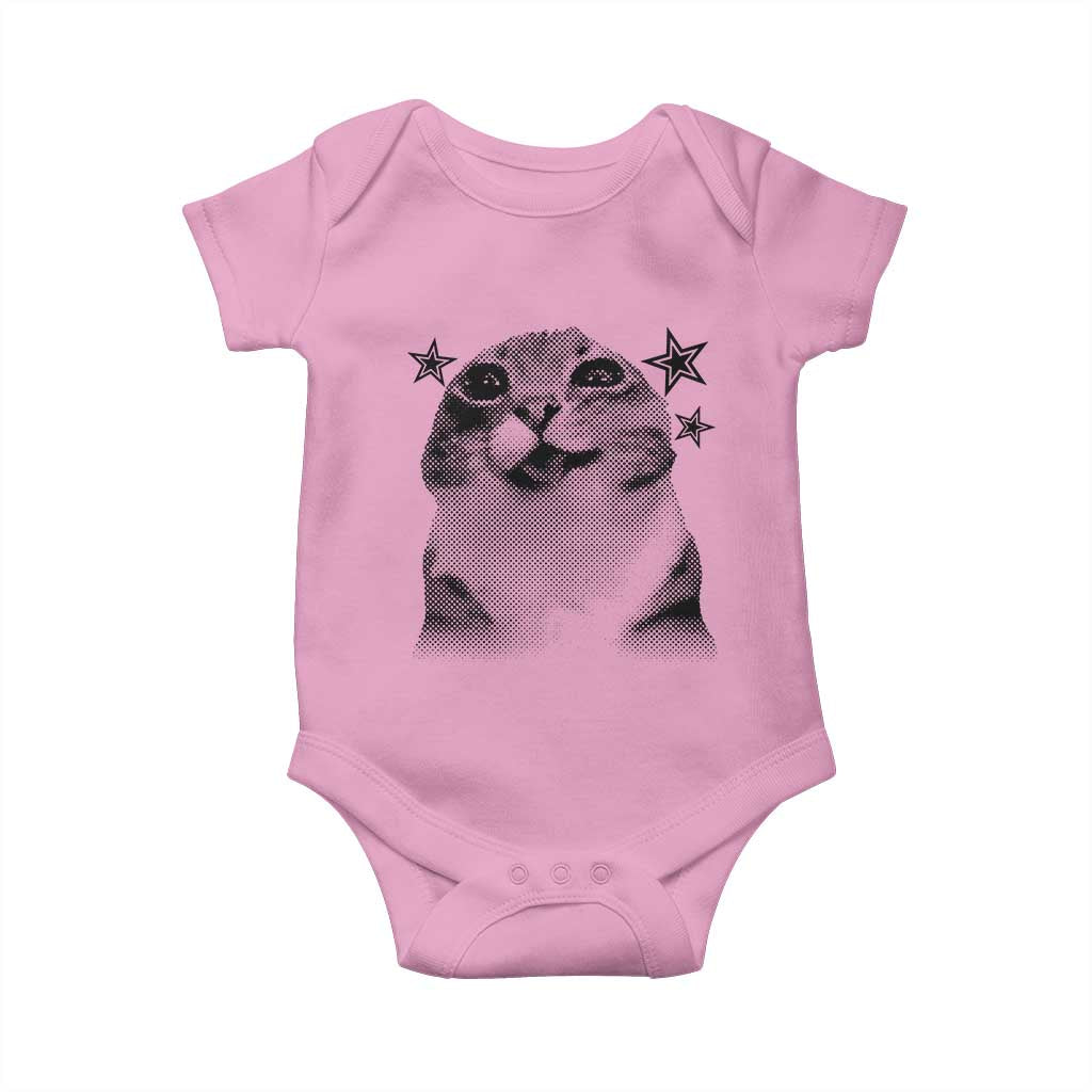 Funny Y2k Cat Meme Baby Onesie Vintage Retro Silly Cats Cats lover Gift - Wonder Print Shop
