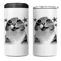 Funny Y2k Cat Meme 4 in 1 Can Cooler Tumbler Vintage Retro Silly Cats Cats lover Gift - Wonder Print Shop