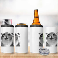Funny Y2k Cat Meme 4 in 1 Can Cooler Tumbler Vintage Retro Silly Cats Cats lover Gift - Wonder Print Shop