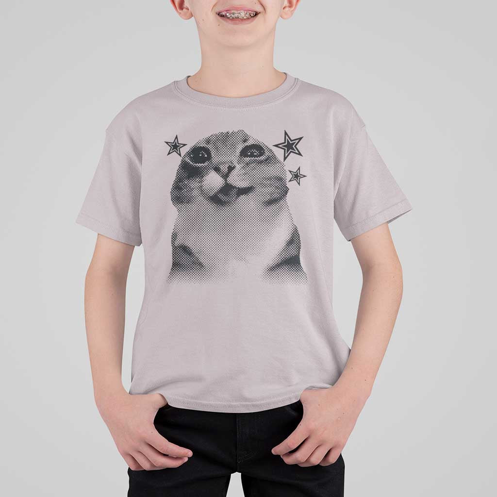 Funny Y2k Cat Meme T Shirt For Kid Vintage Retro Silly Cats Cats lover Gift - Wonder Print Shop