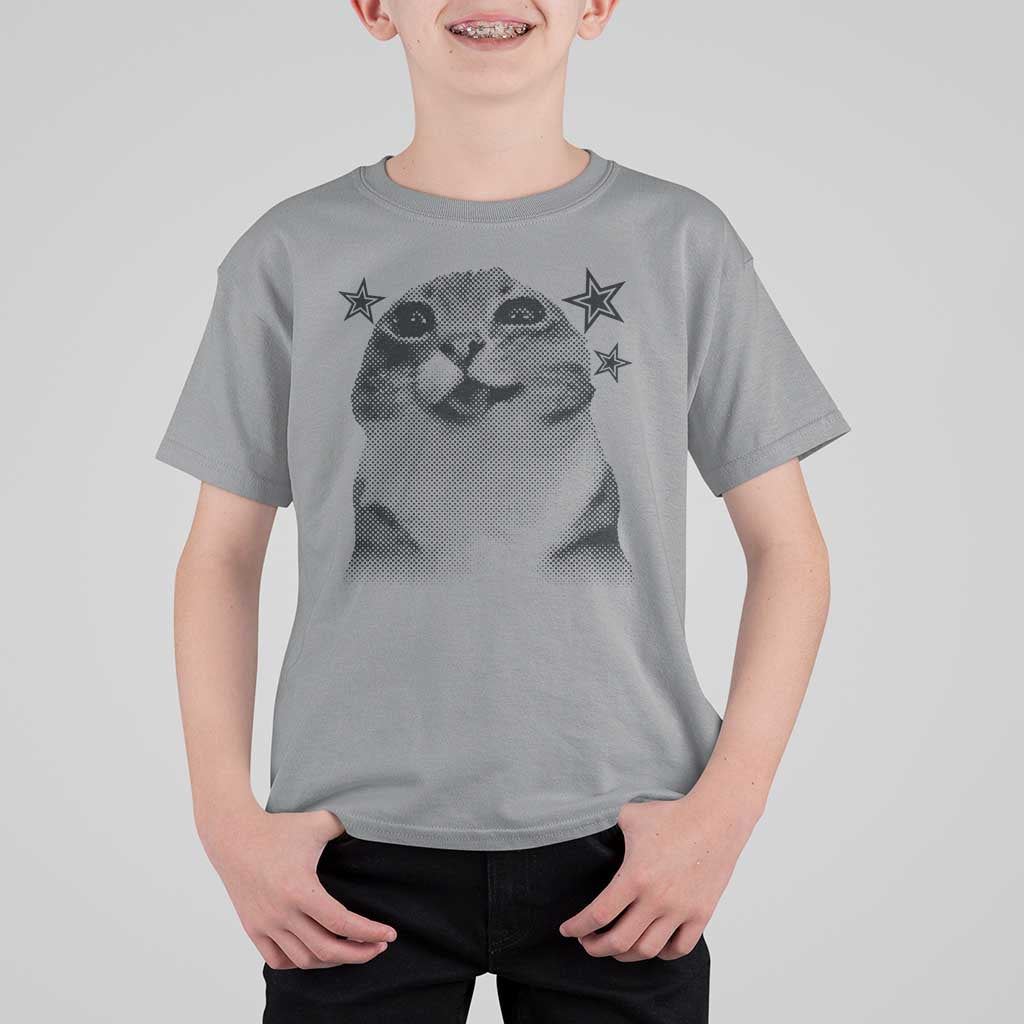 Funny Y2k Cat Meme T Shirt For Kid Vintage Retro Silly Cats Cats lover Gift - Wonder Print Shop