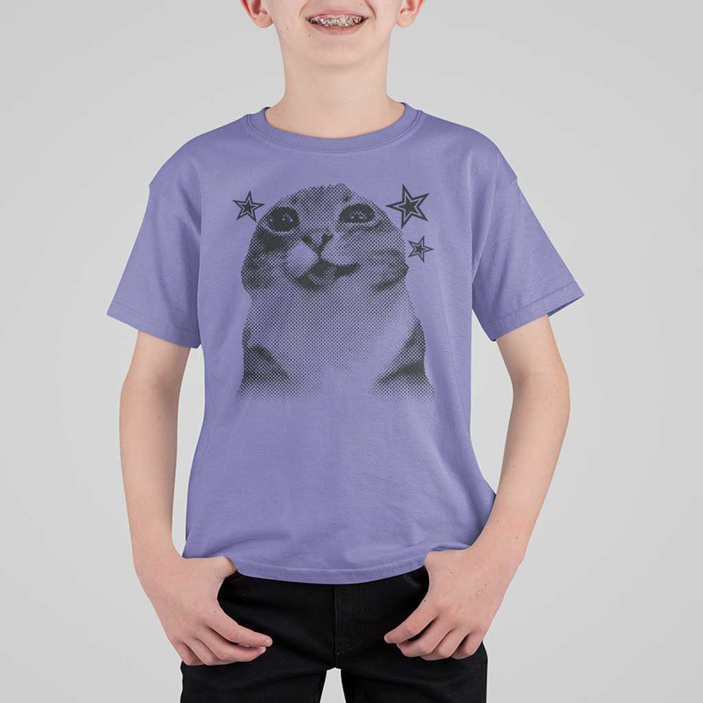 Funny Y2k Cat Meme T Shirt For Kid Vintage Retro Silly Cats Cats lover Gift - Wonder Print Shop