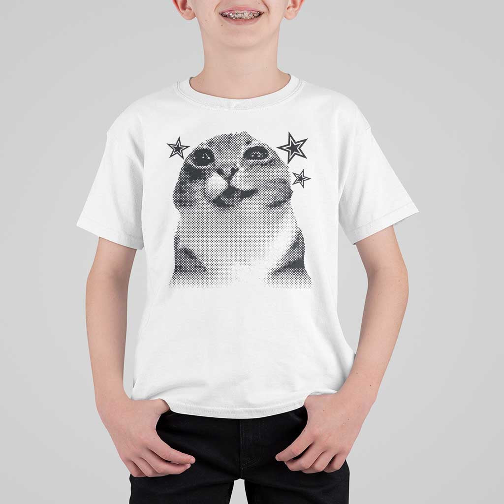 Funny Y2k Cat Meme T Shirt For Kid Vintage Retro Silly Cats Cats lover Gift - Wonder Print Shop