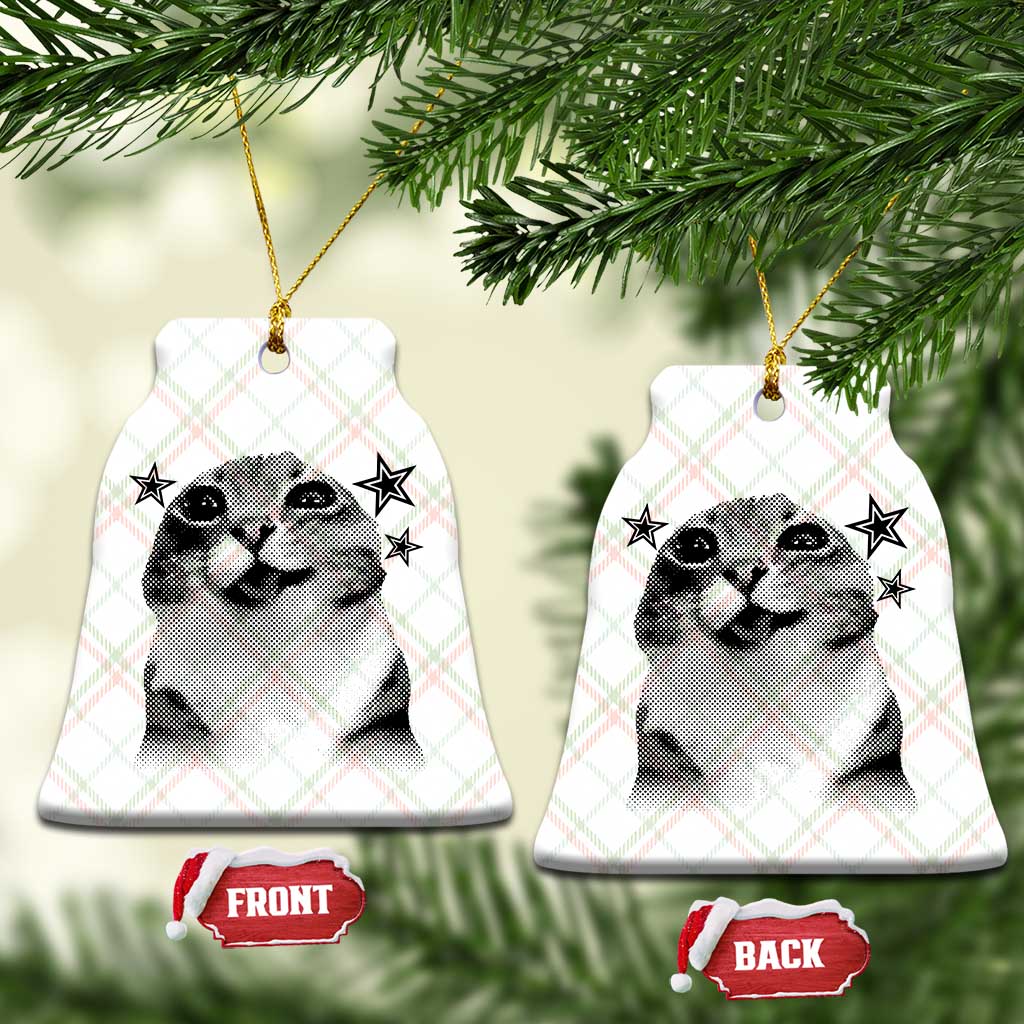 Funny Y2k Cat Meme Ceramic Ornament Vintage Retro Silly Cats Cats lover Gift - Wonder Print Shop