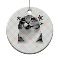 Funny Y2k Cat Meme Ceramic Ornament Vintage Retro Silly Cats Cats lover Gift - Wonder Print Shop