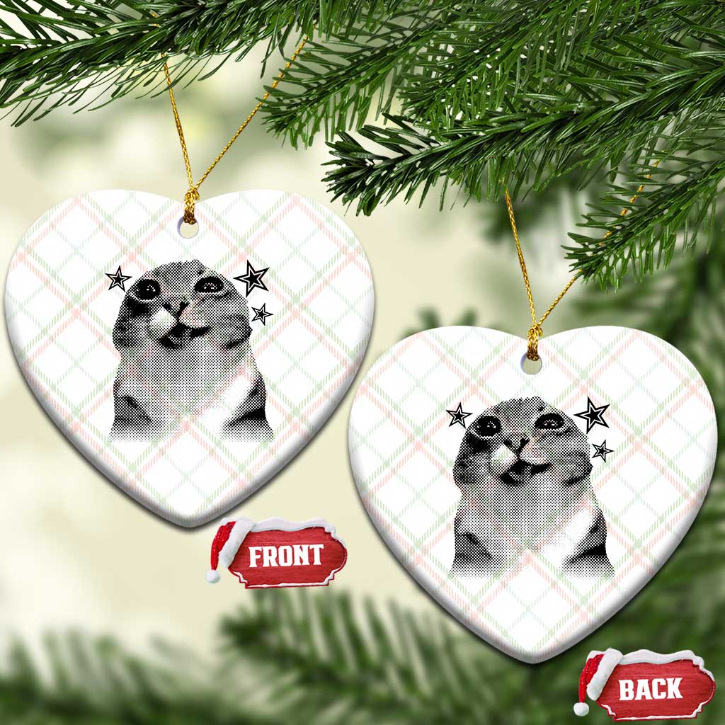 Funny Y2k Cat Meme Ceramic Ornament Vintage Retro Silly Cats Cats lover Gift - Wonder Print Shop