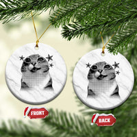 Funny Y2k Cat Meme Ceramic Ornament Vintage Retro Silly Cats Cats lover Gift - Wonder Print Shop