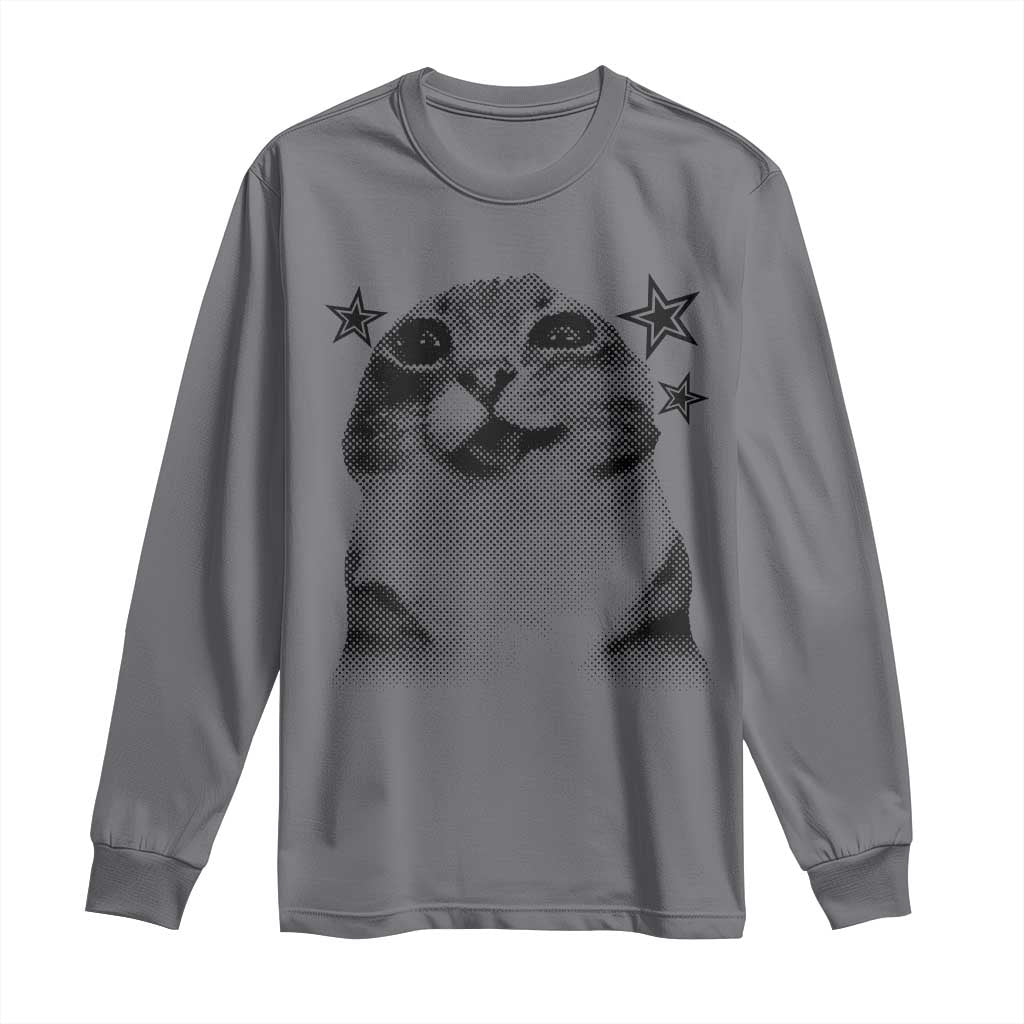 Funny Y2k Cat Meme Long Sleeve Shirt Vintage Retro Silly Cats Cats lover Gift - Wonder Print Shop