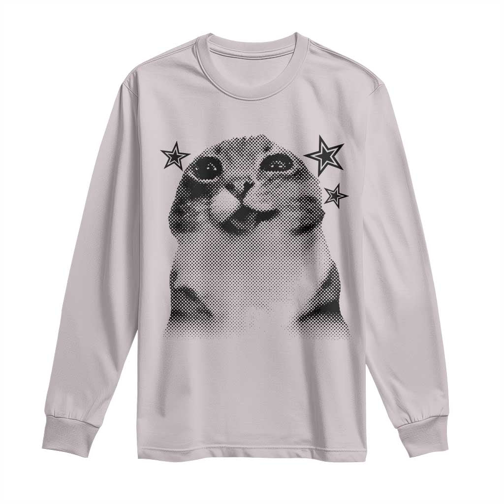Funny Y2k Cat Meme Long Sleeve Shirt Vintage Retro Silly Cats Cats lover Gift - Wonder Print Shop