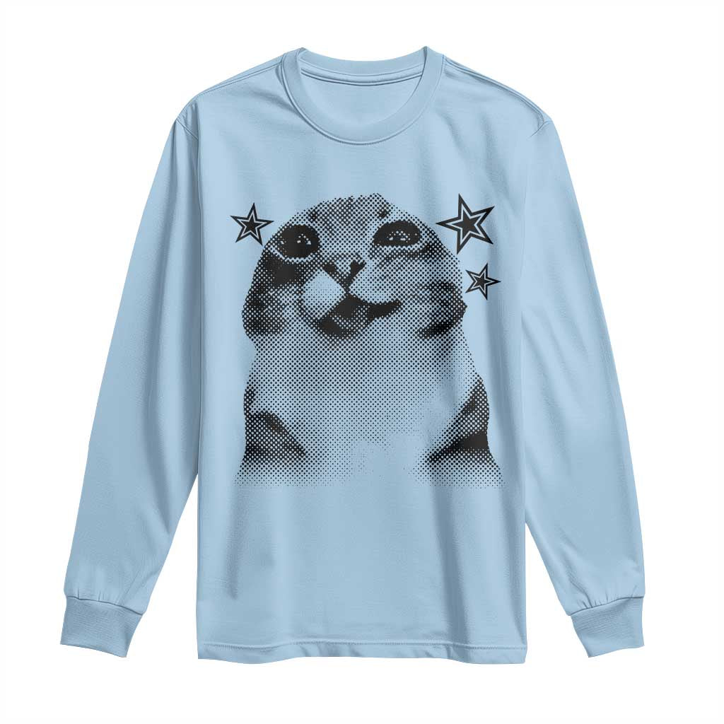 Funny Y2k Cat Meme Long Sleeve Shirt Vintage Retro Silly Cats Cats lover Gift - Wonder Print Shop