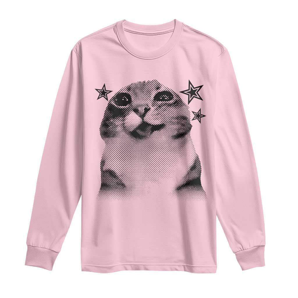 Funny Y2k Cat Meme Long Sleeve Shirt Vintage Retro Silly Cats Cats lover Gift - Wonder Print Shop