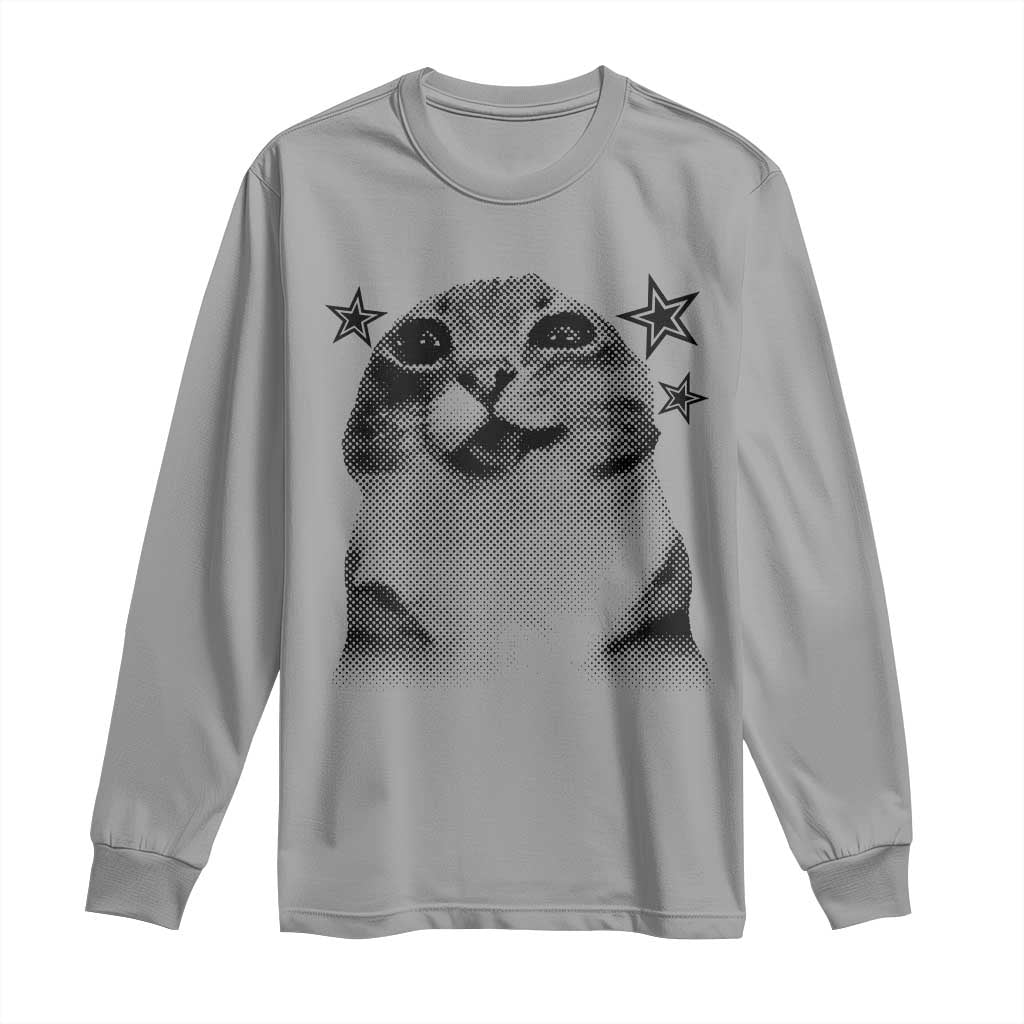 Funny Y2k Cat Meme Long Sleeve Shirt Vintage Retro Silly Cats Cats lover Gift - Wonder Print Shop