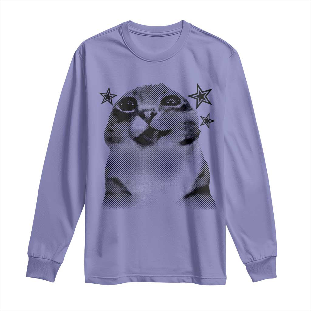 Funny Y2k Cat Meme Long Sleeve Shirt Vintage Retro Silly Cats Cats lover Gift - Wonder Print Shop