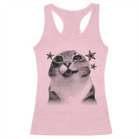 Funny Y2k Cat Meme Racerback Tank Top Vintage Retro Silly Cats Cats lover Gift - Wonder Print Shop