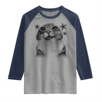 Funny Y2k Cat Meme Raglan Shirt Vintage Retro Silly Cats Cats lover Gift - Wonder Print Shop
