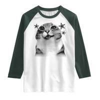 Funny Y2k Cat Meme Raglan Shirt Vintage Retro Silly Cats Cats lover Gift - Wonder Print Shop