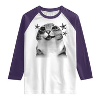 Funny Y2k Cat Meme Raglan Shirt Vintage Retro Silly Cats Cats lover Gift - Wonder Print Shop