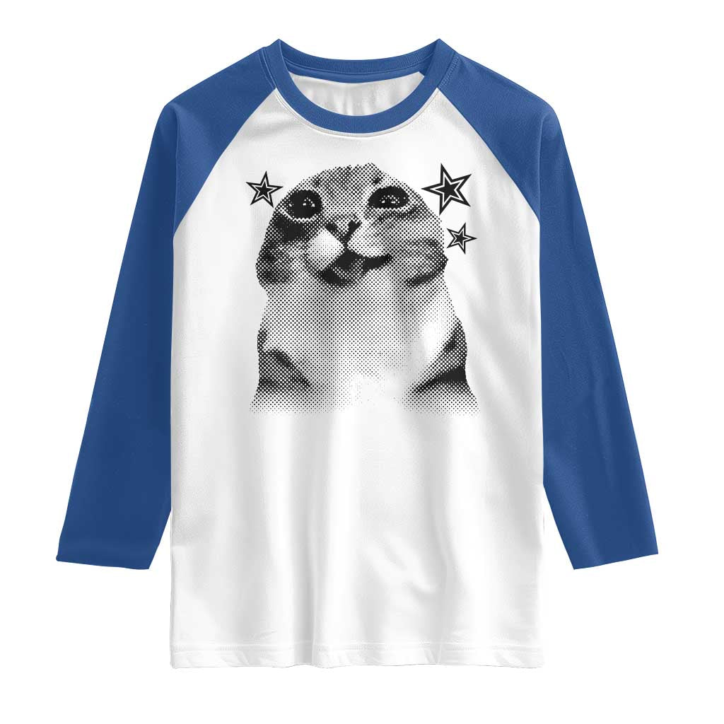 Funny Y2k Cat Meme Raglan Shirt Vintage Retro Silly Cats Cats lover Gift - Wonder Print Shop