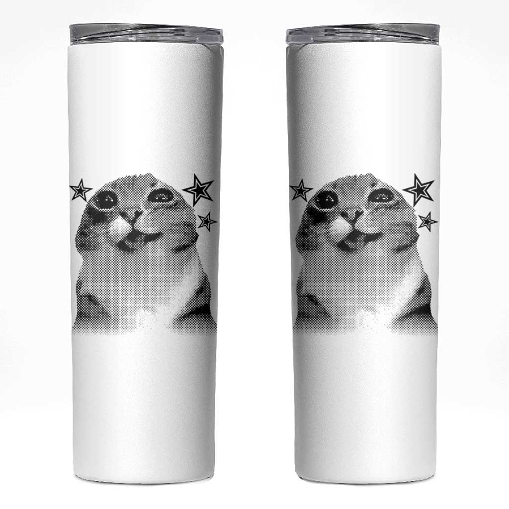 Funny Y2k Cat Meme Skinny Tumbler Vintage Retro Silly Cats Cats lover Gift - Wonder Print Shop