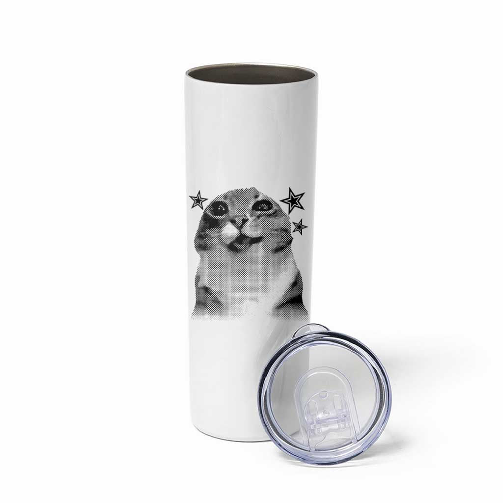 Funny Y2k Cat Meme Skinny Tumbler Vintage Retro Silly Cats Cats lover Gift - Wonder Print Shop