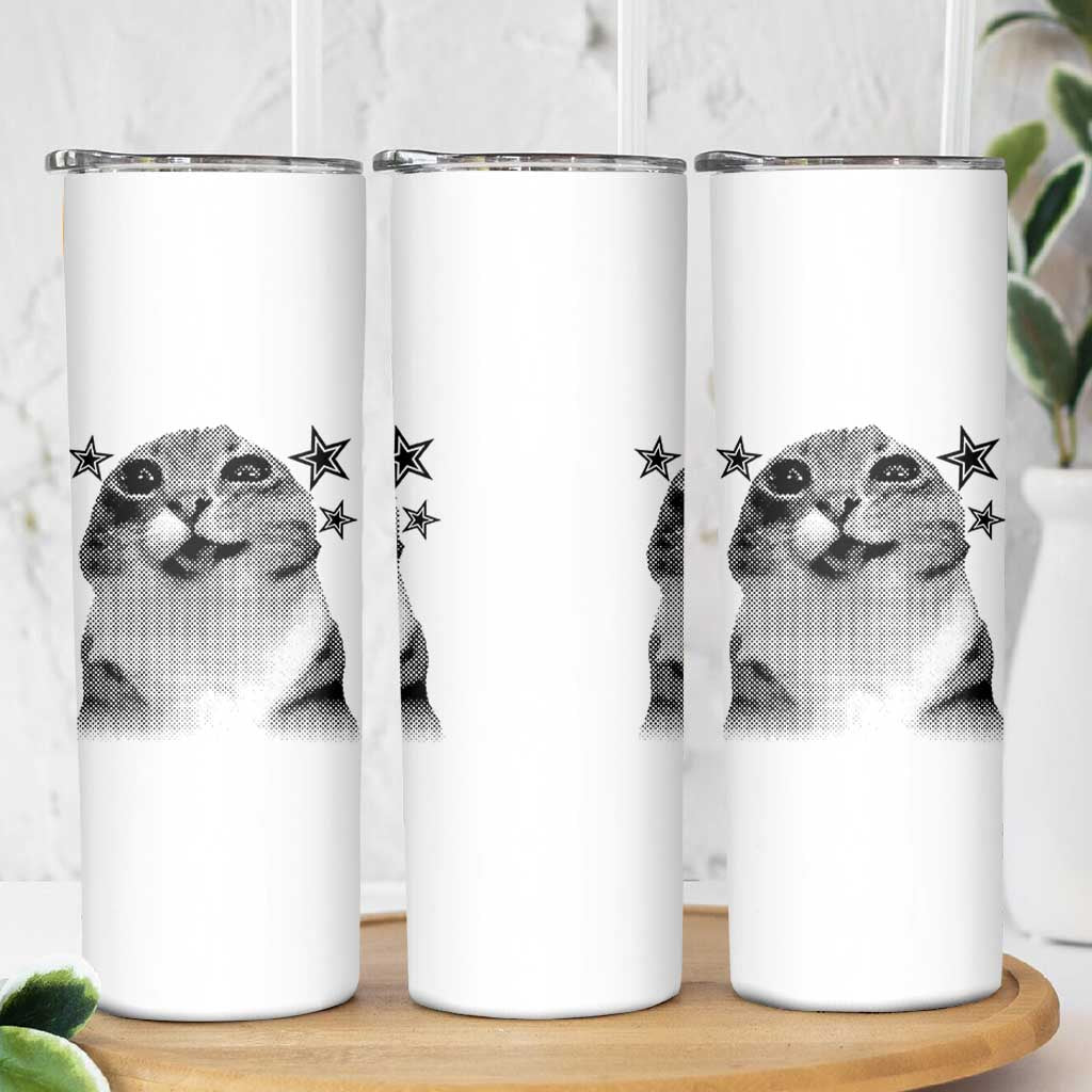 Funny Y2k Cat Meme Skinny Tumbler Vintage Retro Silly Cats Cats lover Gift - Wonder Print Shop
