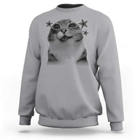 Funny Y2k Cat Meme Sweatshirt Vintage Retro Silly Cats Cats lover Gift - Wonder Print Shop