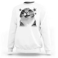 Funny Y2k Cat Meme Sweatshirt Vintage Retro Silly Cats Cats lover Gift - Wonder Print Shop