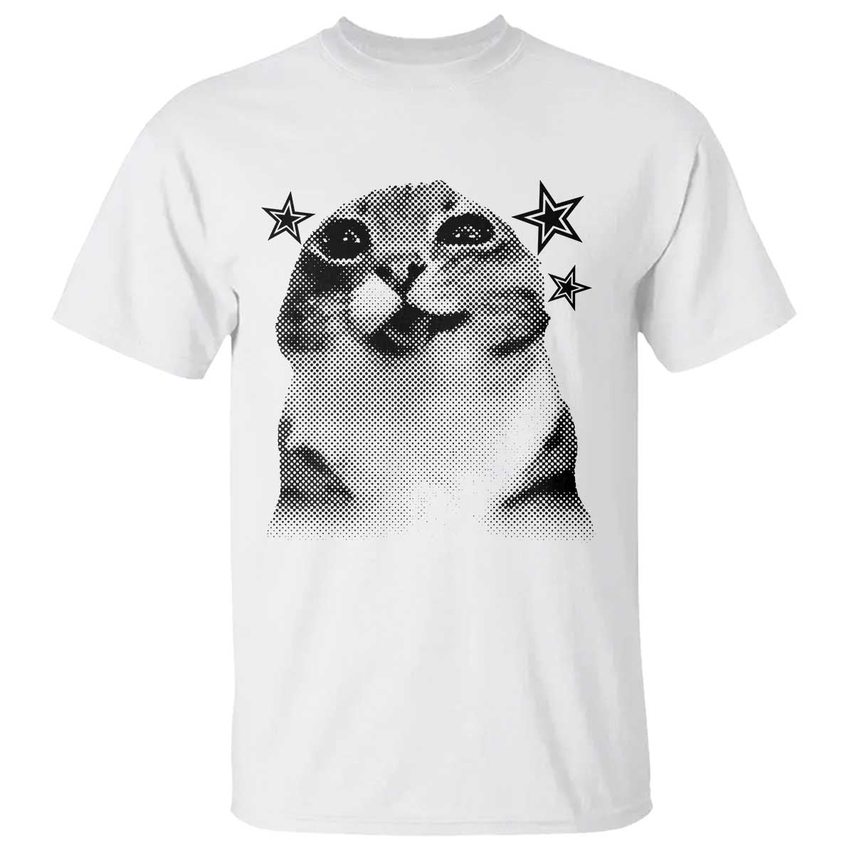 Funny Y2k Cat Meme T Shirt Vintage Retro Silly Cats Cats lover Gift - Wonder Print Shop