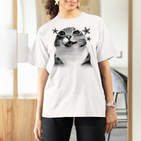 Funny Y2k Cat Meme T Shirt For Women Vintage Retro Silly Cats Cats lover Gift - Wonder Print Shop