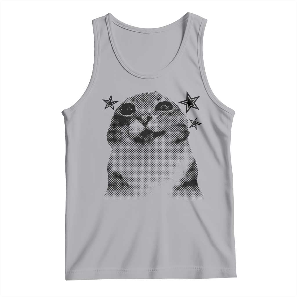 Funny Y2k Cat Meme Tank Top Vintage Retro Silly Cats Cats lover Gift - Wonder Print Shop