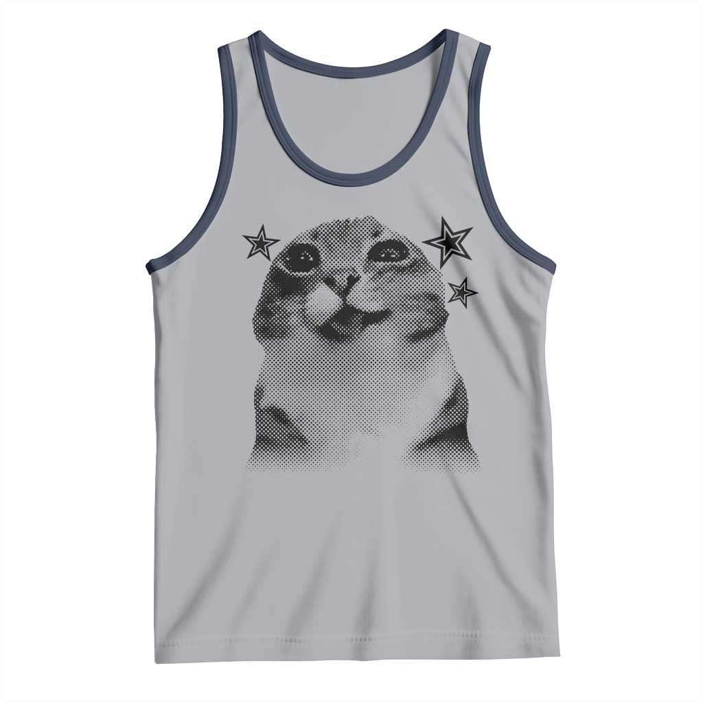 Funny Y2k Cat Meme Tank Top Vintage Retro Silly Cats Cats lover Gift - Wonder Print Shop