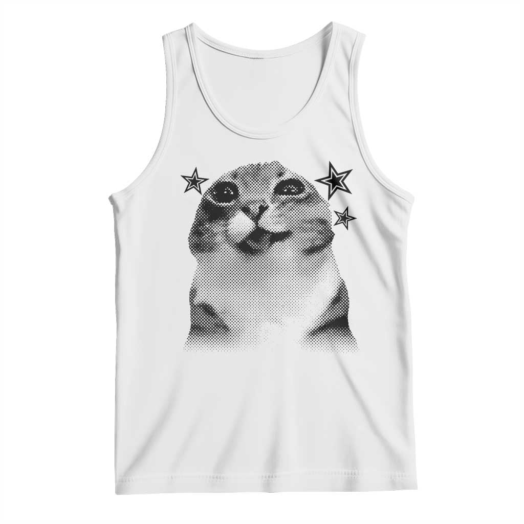 Funny Y2k Cat Meme Tank Top Vintage Retro Silly Cats Cats lover Gift - Wonder Print Shop