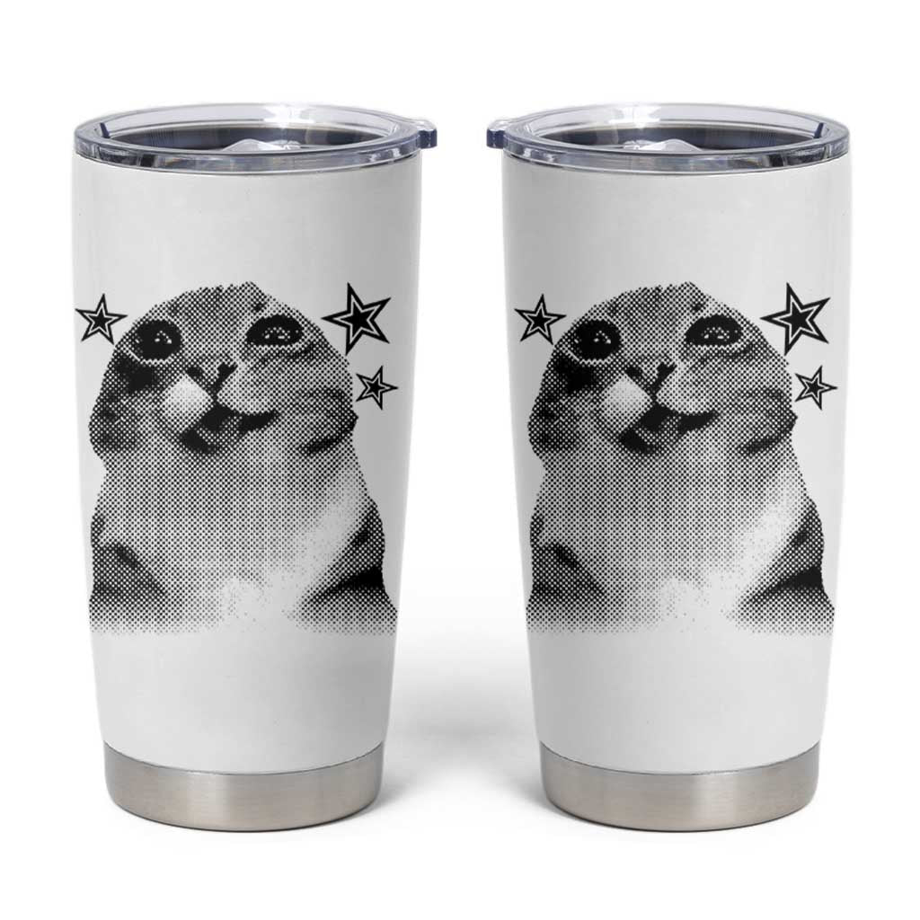 Funny Y2k Cat Meme Tumbler Cup Vintage Retro Silly Cats Cats lover Gift - Wonder Print Shop