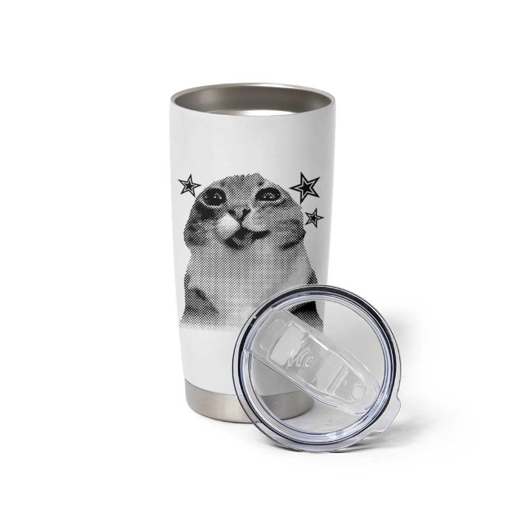 Funny Y2k Cat Meme Tumbler Cup Vintage Retro Silly Cats Cats lover Gift - Wonder Print Shop