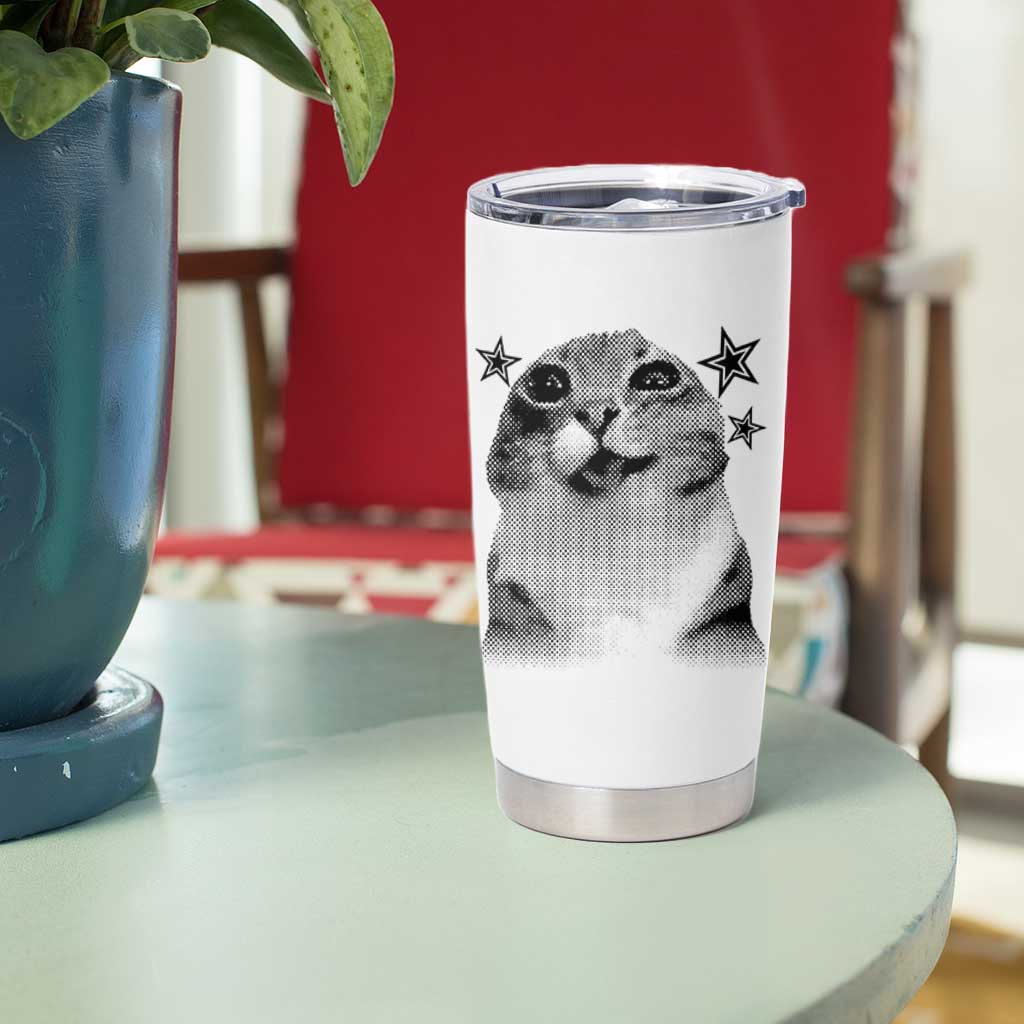 Funny Y2k Cat Meme Tumbler Cup Vintage Retro Silly Cats Cats lover Gift - Wonder Print Shop