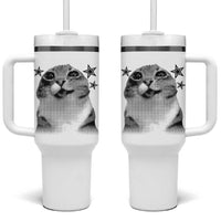 Funny Y2k Cat Meme Tumbler With Handle Vintage Retro Silly Cats Cats lover Gift - Wonder Print Shop