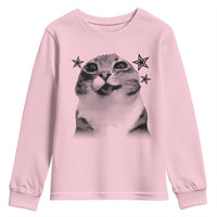 Funny Y2k Cat Meme Youth Sweatshirt Vintage Retro Silly Cats Cats lover Gift - Wonder Print Shop